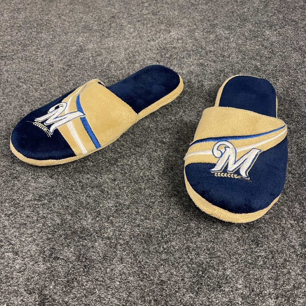 Milwaukee Brewers MLB Men's Slippers Size Large Big Logo Forever Collectibles